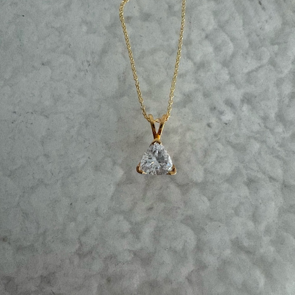 2.00Ct Lab Created Diamond Solitaire Pendant 14K Yellow Gold Plated With Chain